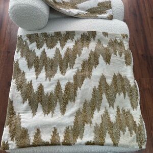 2- EUC Callisto Home Velvet Beaded Decorative Pillow COVERS ONLY